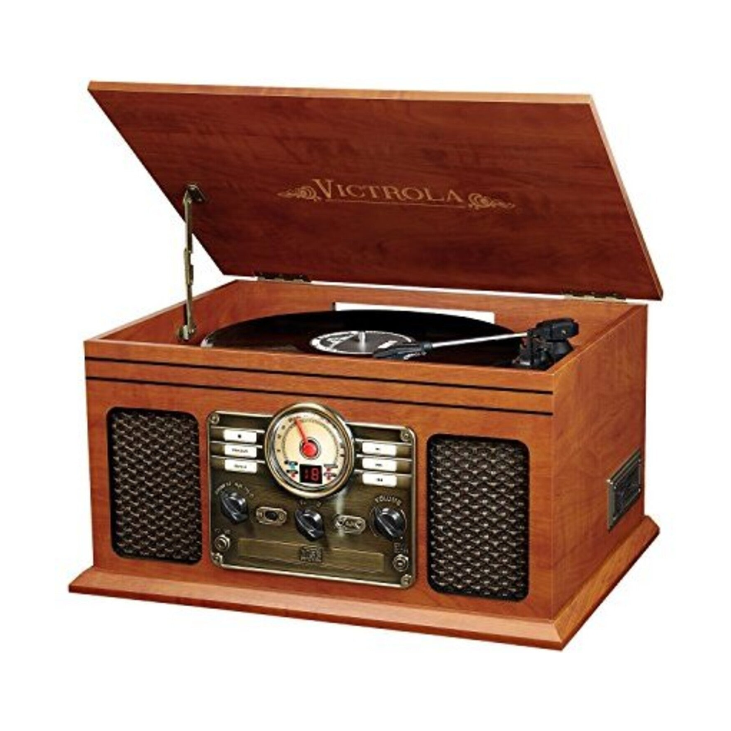 Victrola VTA-200B-MAH ITVS200B 6 in 1 Music Center Bluetooth CD 3Speed Turntable AM FM Mahogany