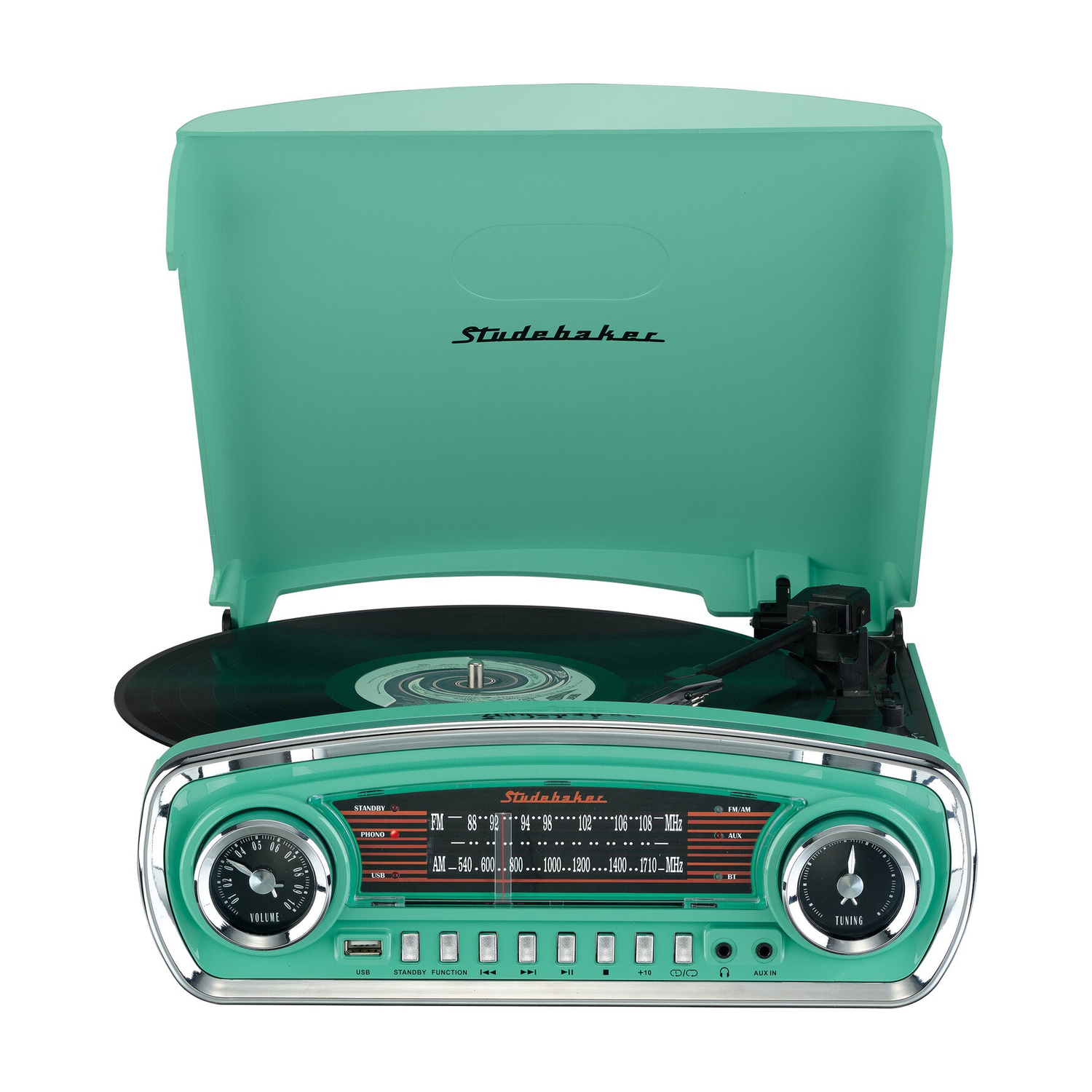 Studebaker SB6057 Retro Turntable 3 Speed AM/FM Radio Bluetooth Receiver