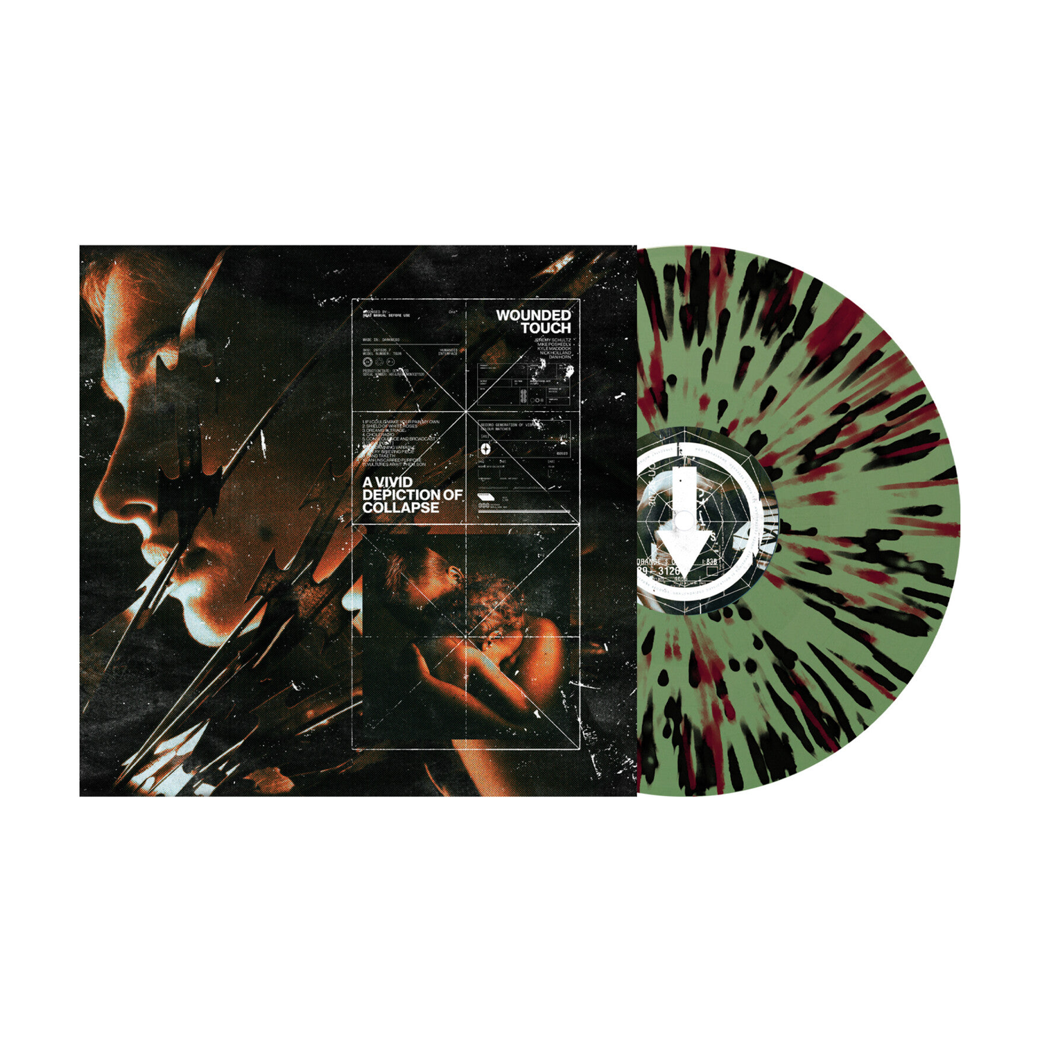 Wounded Touch - A Vivid Depiction of Collapse - Green/Red/Black Splatter (Splatter Vinyl)