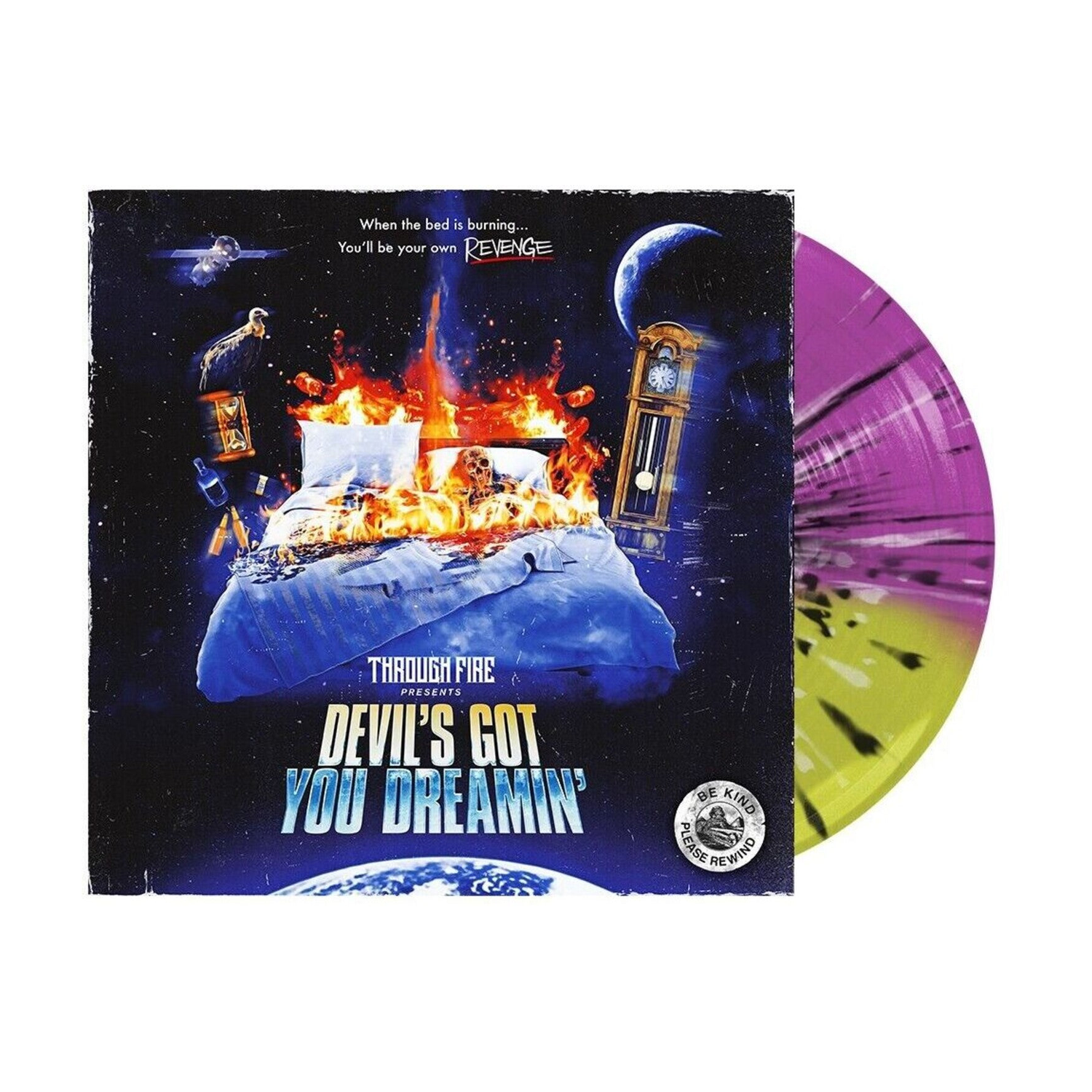 Through Fire - Devil's Got You Dreamin - Yellow & Neon Violet split with Black & White Colored Vinyl