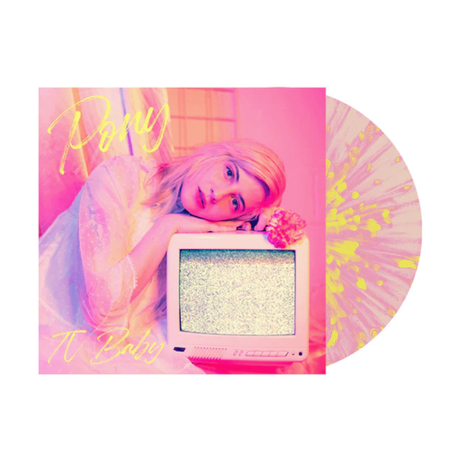 Pony - tv baby - Pink/Yellow Splatter (Clear Vinyl)