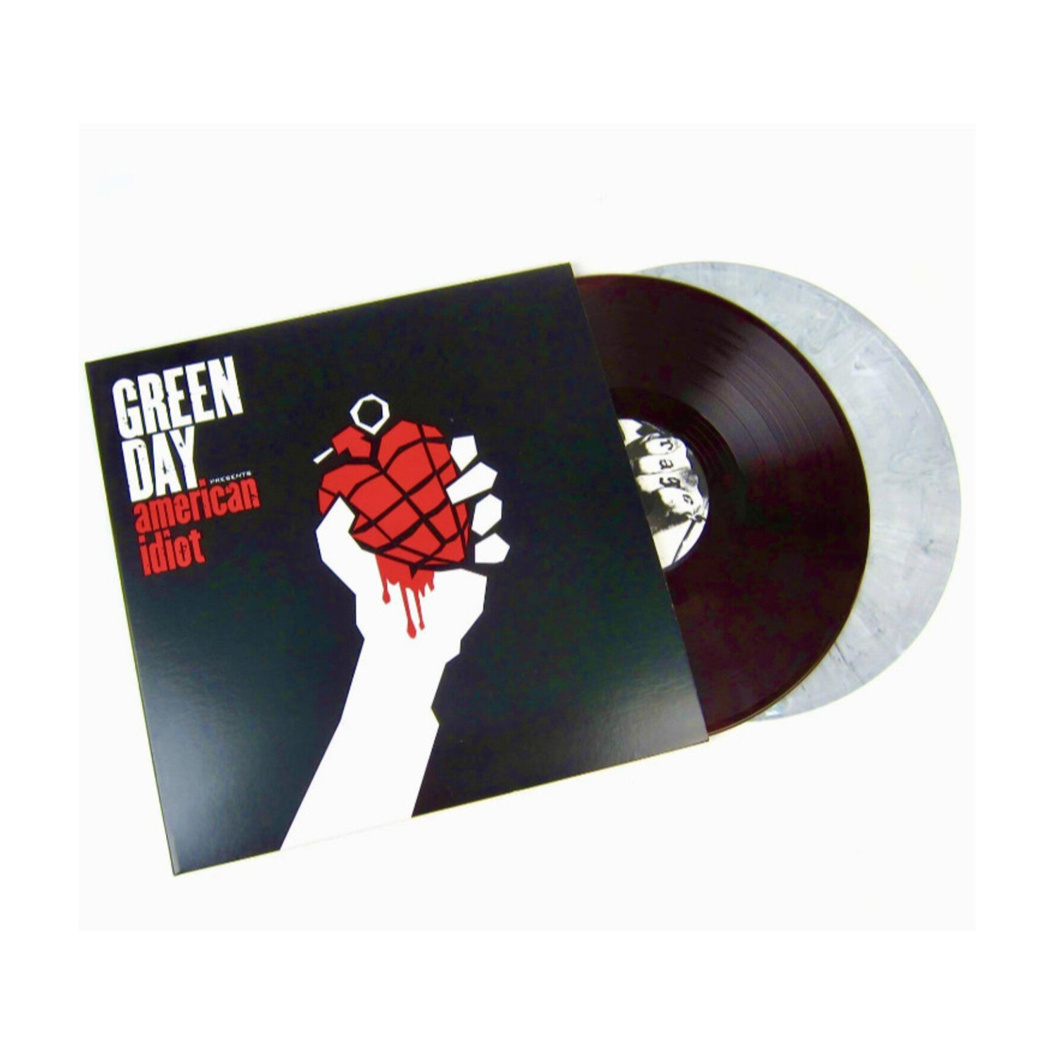 Green Day - American Idiot - Limited Colored Vinyl with LP1 pressed on Red with Black swirl & LP2 pressed on White with Black swirl 2xLP