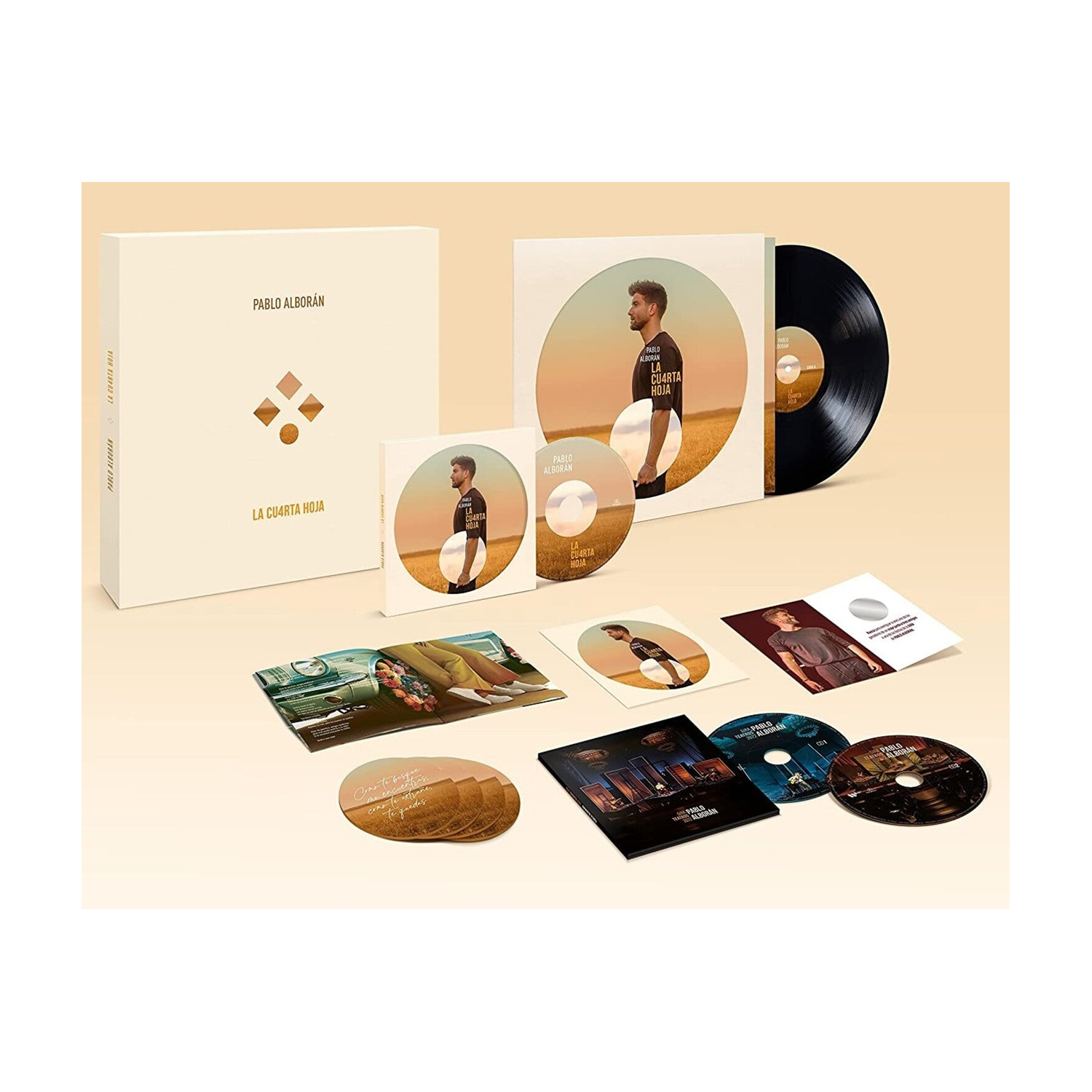 Pablo Alboran - La Cuarta Hoja - La Cuarta Hoja' + Vinilo La Cuarta Hoja + 2CD Directo Gira De Teatros 2022 + Postcard + 4 Postcards + Christmas Scratch & Win Cards 2xLP (Deluxe)