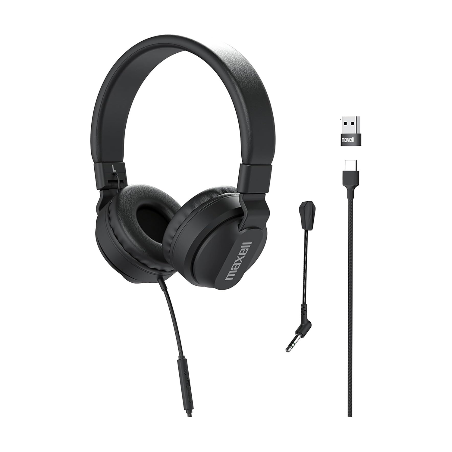 Maxell HPBMT1 USB-C Full Cup Wired Headphone with Boom MIC
