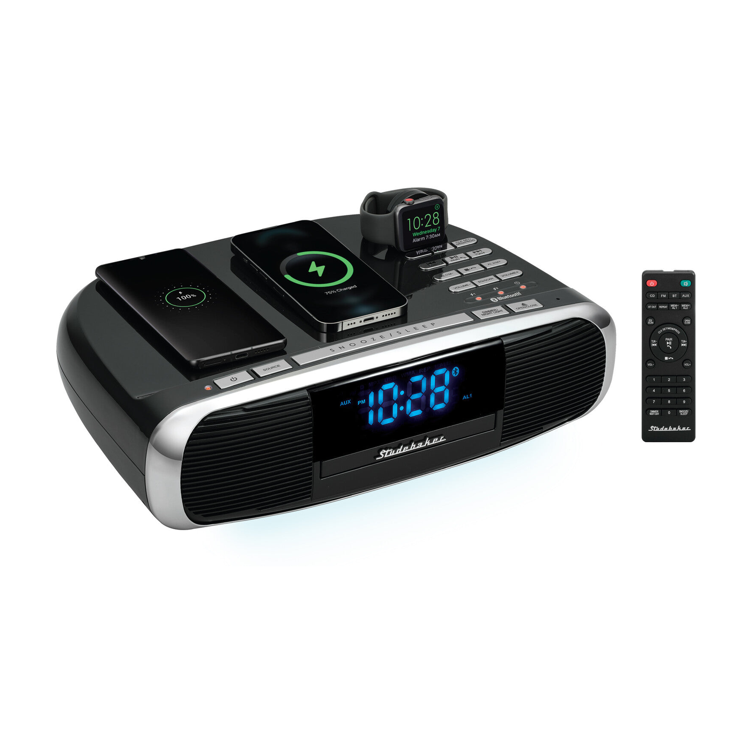 Studebaker SB5050B Workstation Bluetooth Hi-Fi Music System Wireless Charging Station