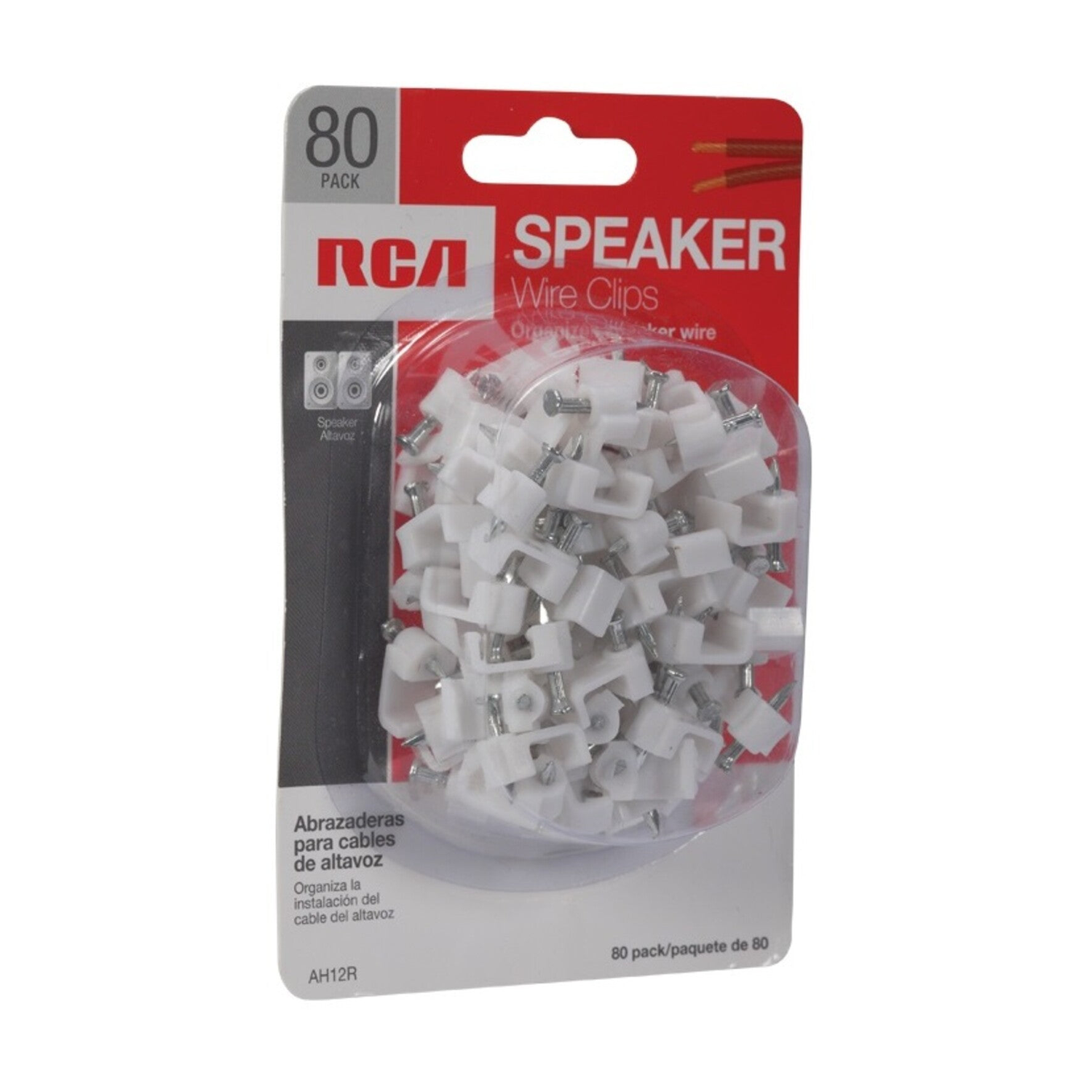 RCA AH12R Speaker Wire Clips with Nails 80 Count