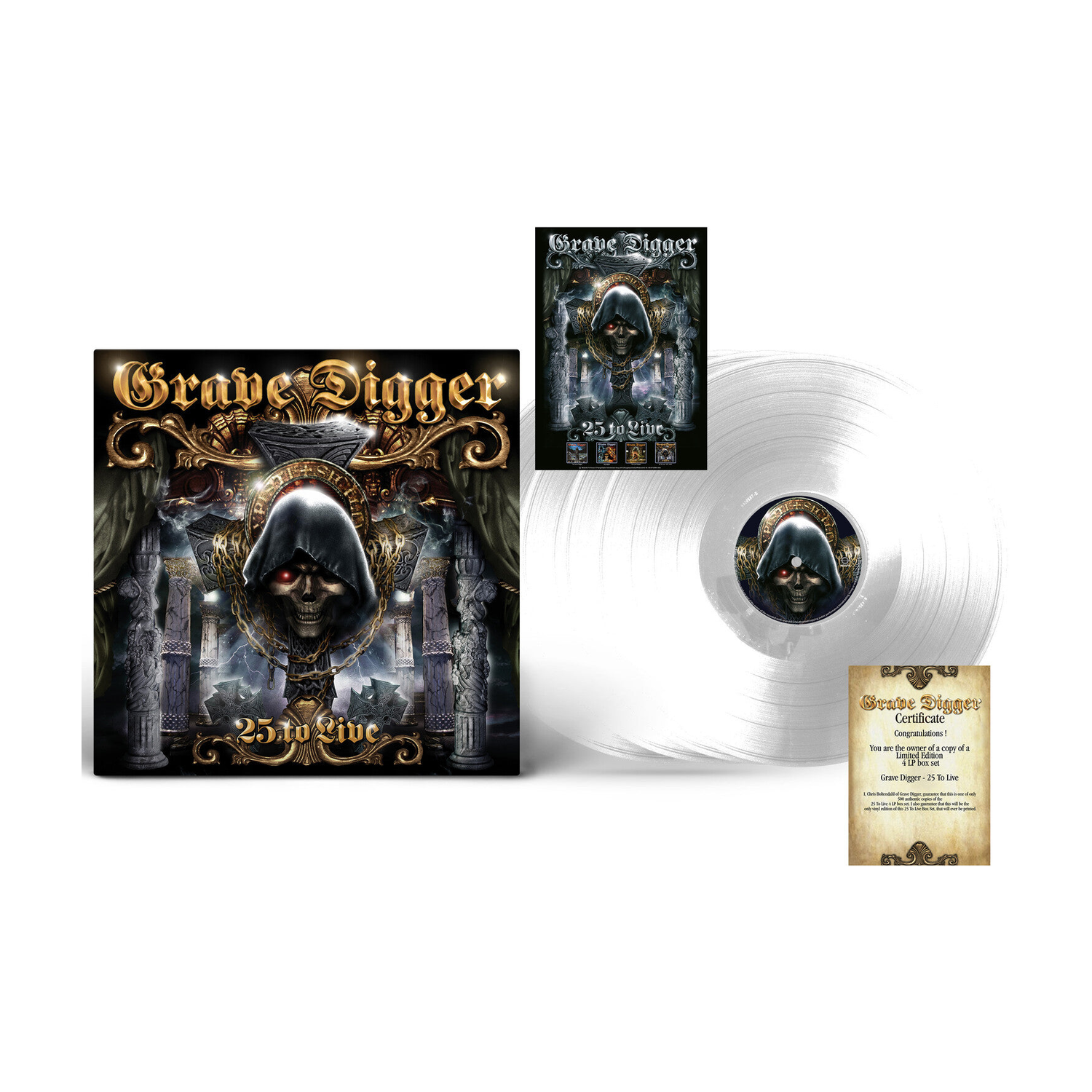 Grave Digger - 25 To Live - Crystal Clear 4xLP (Clear Vinyl)