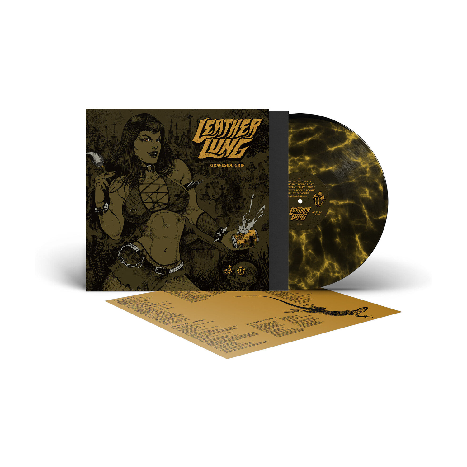 Leather Lung - Graveside Grin - Black & Yellow Marble