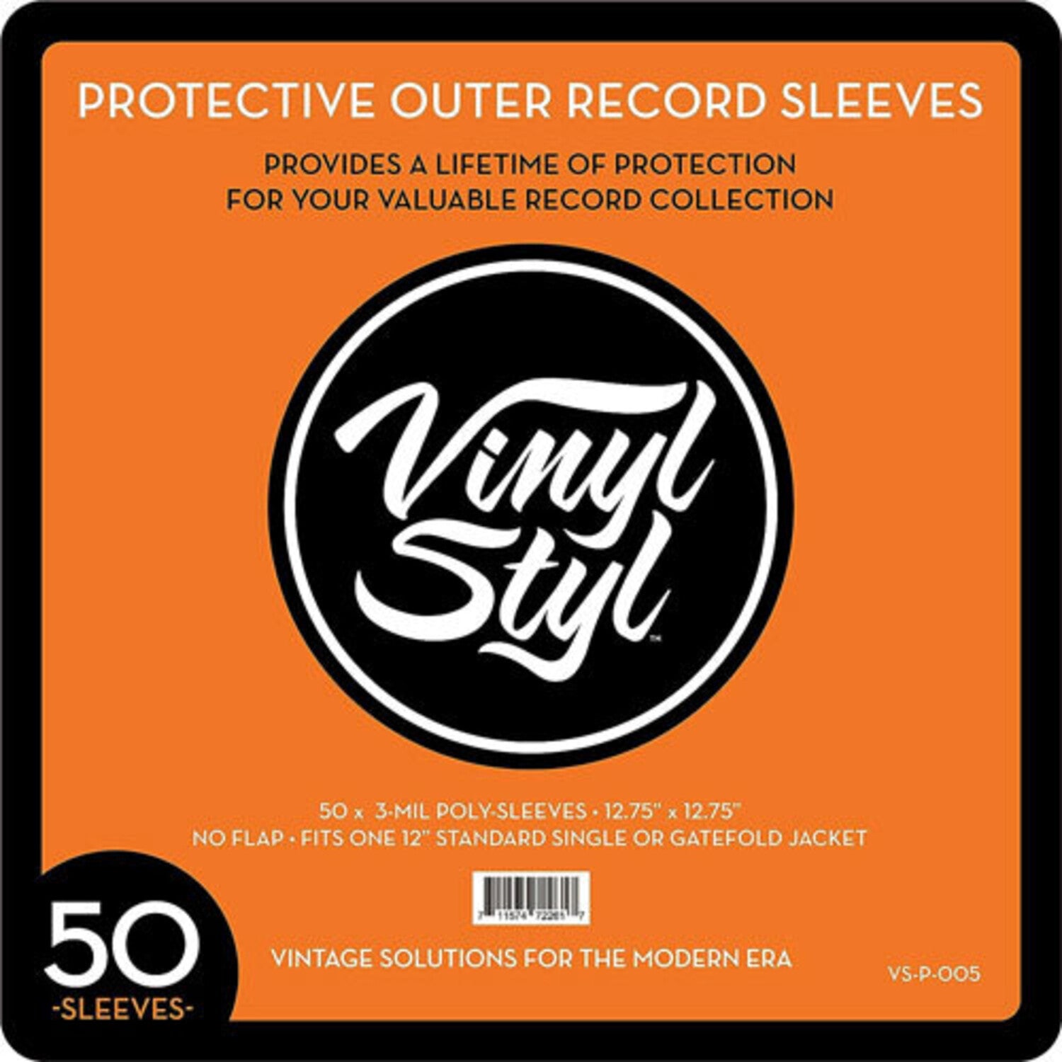 Vinyl Styl® VS-P-005 12 Inch Outer Record Sleeves - Open Top - 50 Count