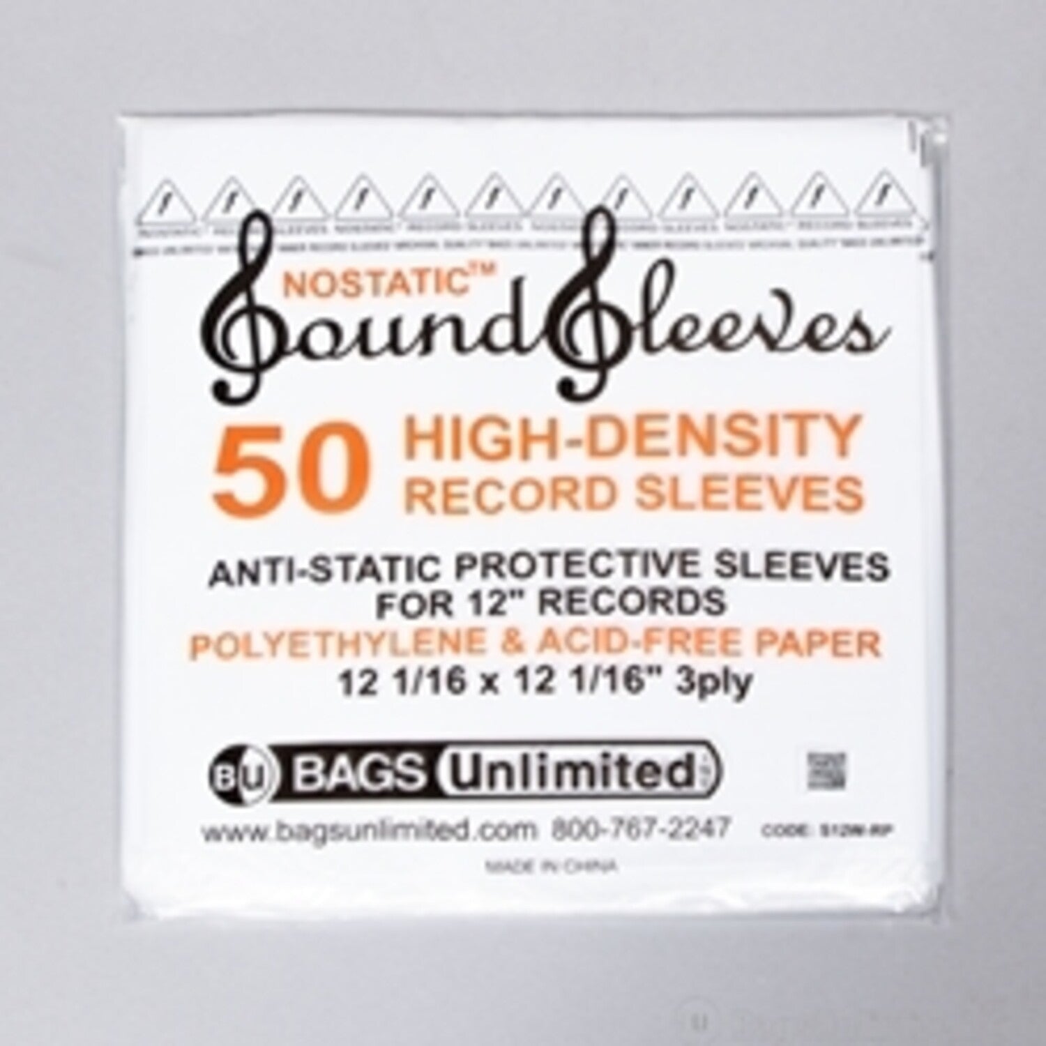 Bags Unlimited S12W-RP - 12 Inch LP Record Inner Sleeve - 50 Pack