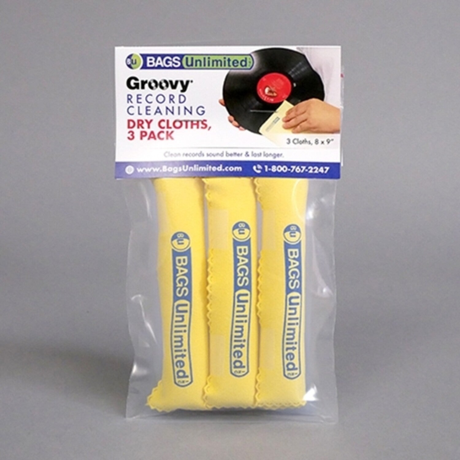 Bags Unlimited ASA-2D - Groovy Record Cleaning Cloth 3 Pk - Microfiber