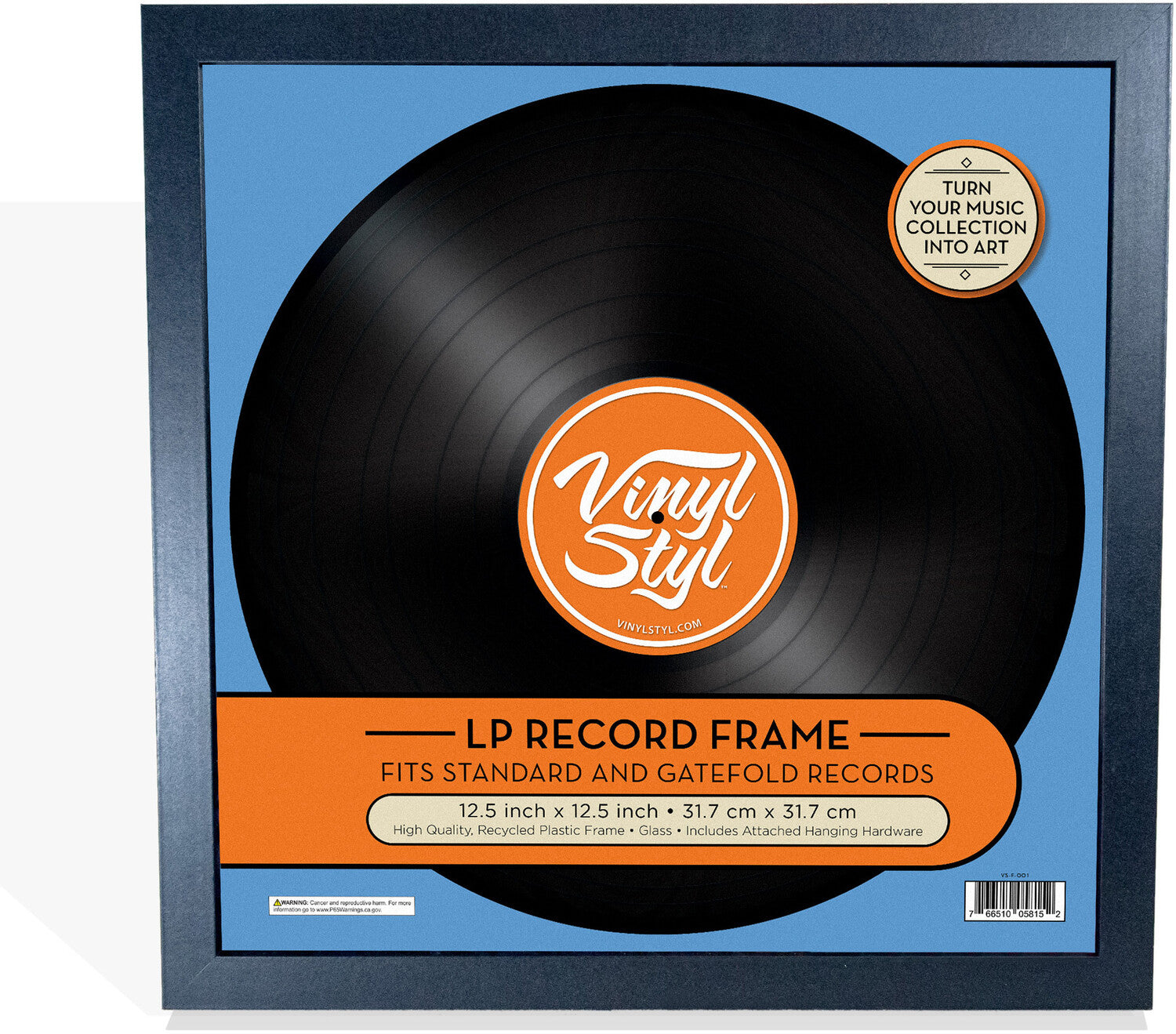 Vinyl Styl® VS-F-001 12 Inch Vinyl Record Display Frame - Wall Hanging