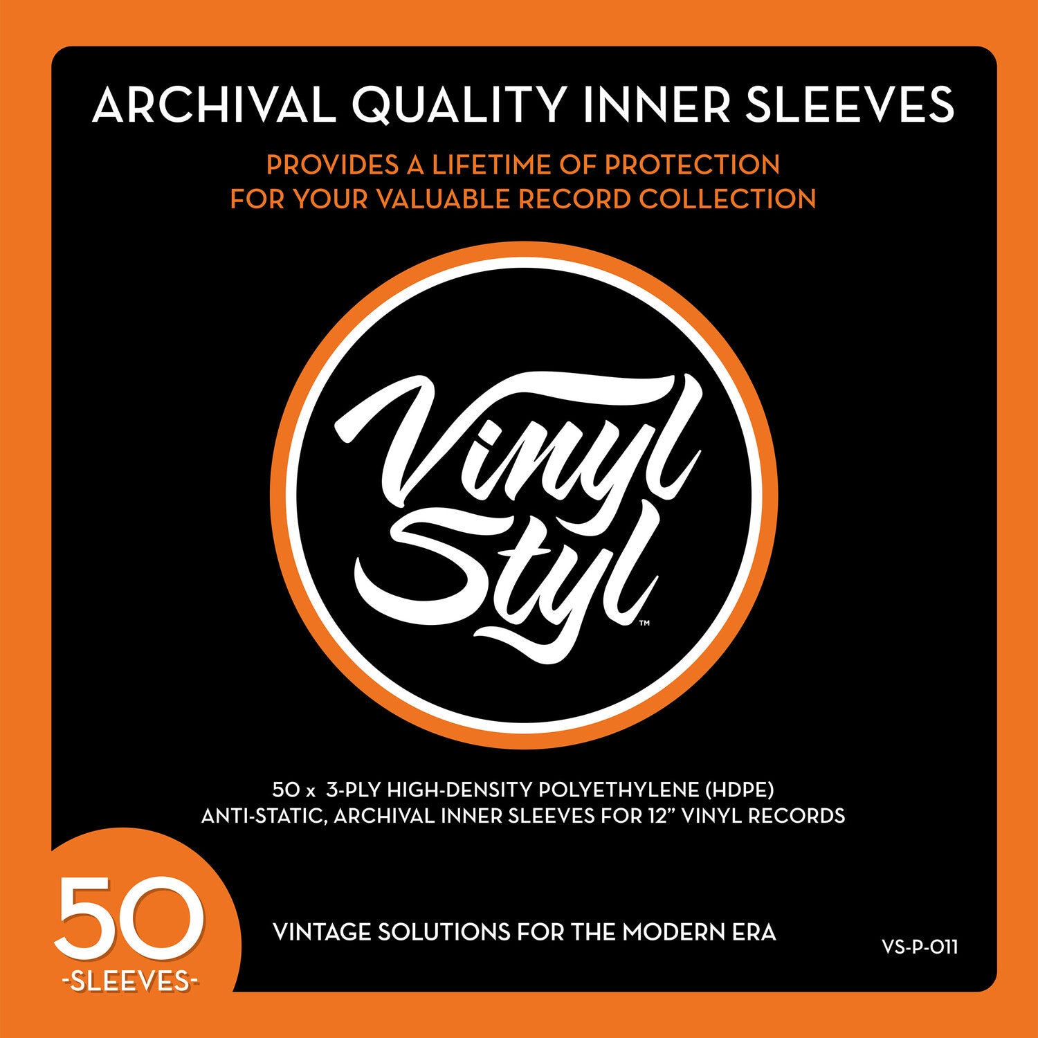 Vinyl Styl® VS-P-011 12 Inch Archival Inner Record Sleeves - 50 Count