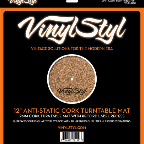 Vinyl Styl Vsm001 12 Inch Cork Turntable Mat - Vinyl Styl® VS-M-001 12 Inch Anti Static Cork Turntable Mat - Less Vibration - No Slip