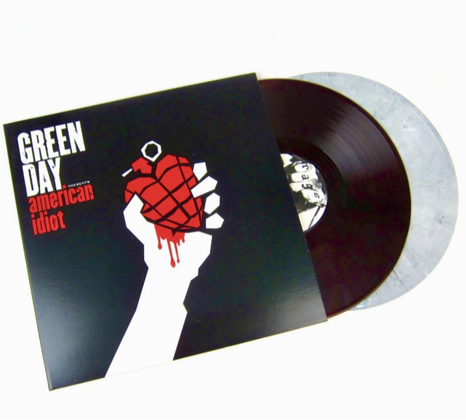 Green Day - American Idiot - Limited Colored Vinyl with LP1 pressed on Red with Black swirl & LP2 pressed on White with Black swirl 2xLP