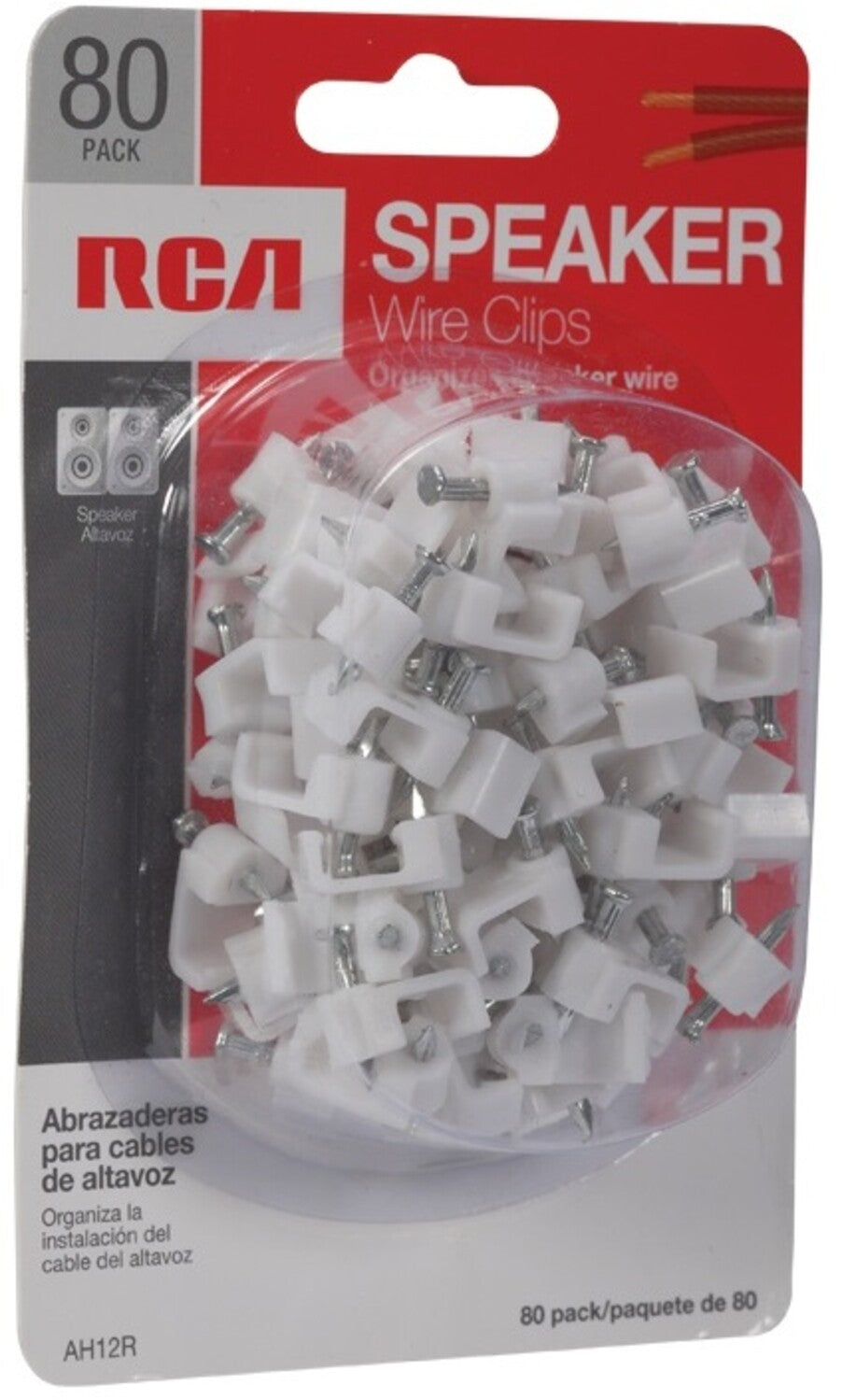 RCA AH12R Speaker Wire Clips with Nails 80 Count