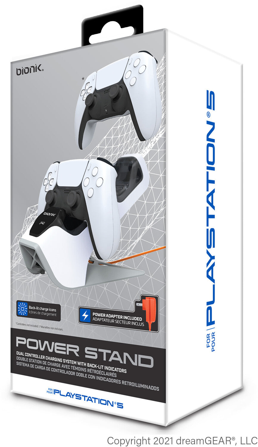 PlayStation 5 Accessory: Power - BIONIK Power Stand - Dual Controller Dock Charge Stand