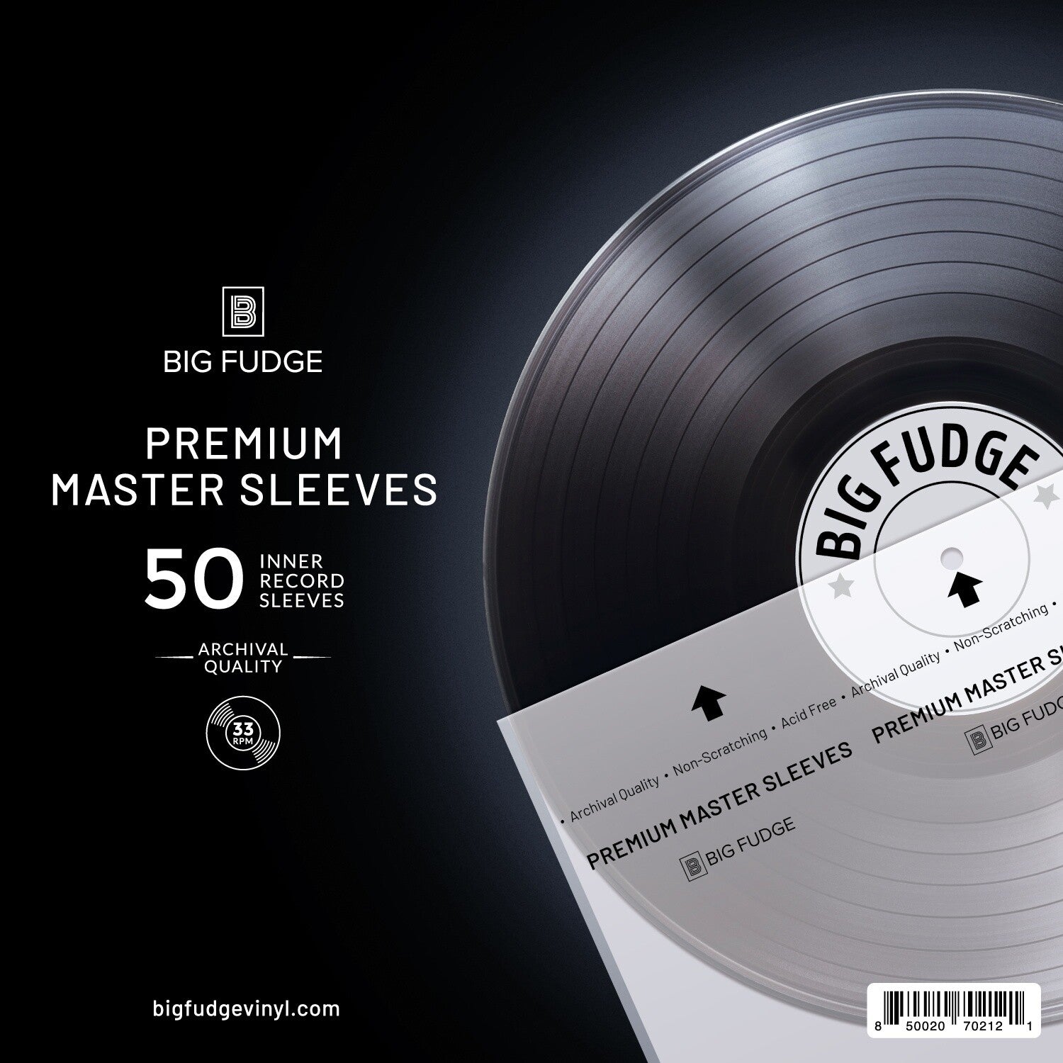 Big Fudge BFPIS12x50US 12-inch Vinyl LP Record Premium Master Inner Sleeves 50 Pack