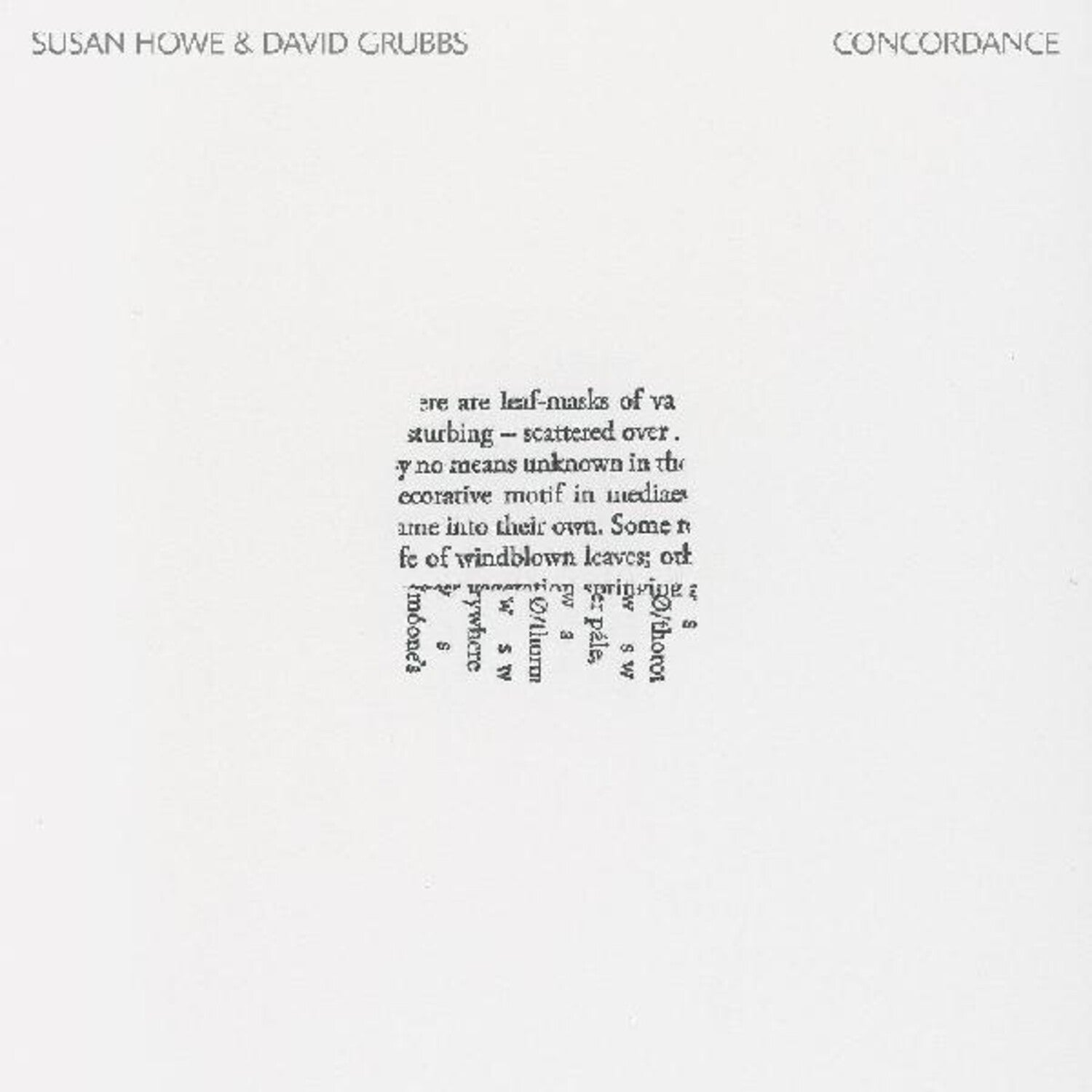 Susan Howe / David Grubbs - Concordance