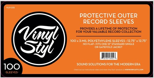 Vinyl Styl Vsp015 12in LP Outer Slv Pe 100 Cnt Clr - Vinyl Styl® VS-P-015 12 Inch Vinyl Record Outer Sleeve Polyethylene - 100 Count (Clear)