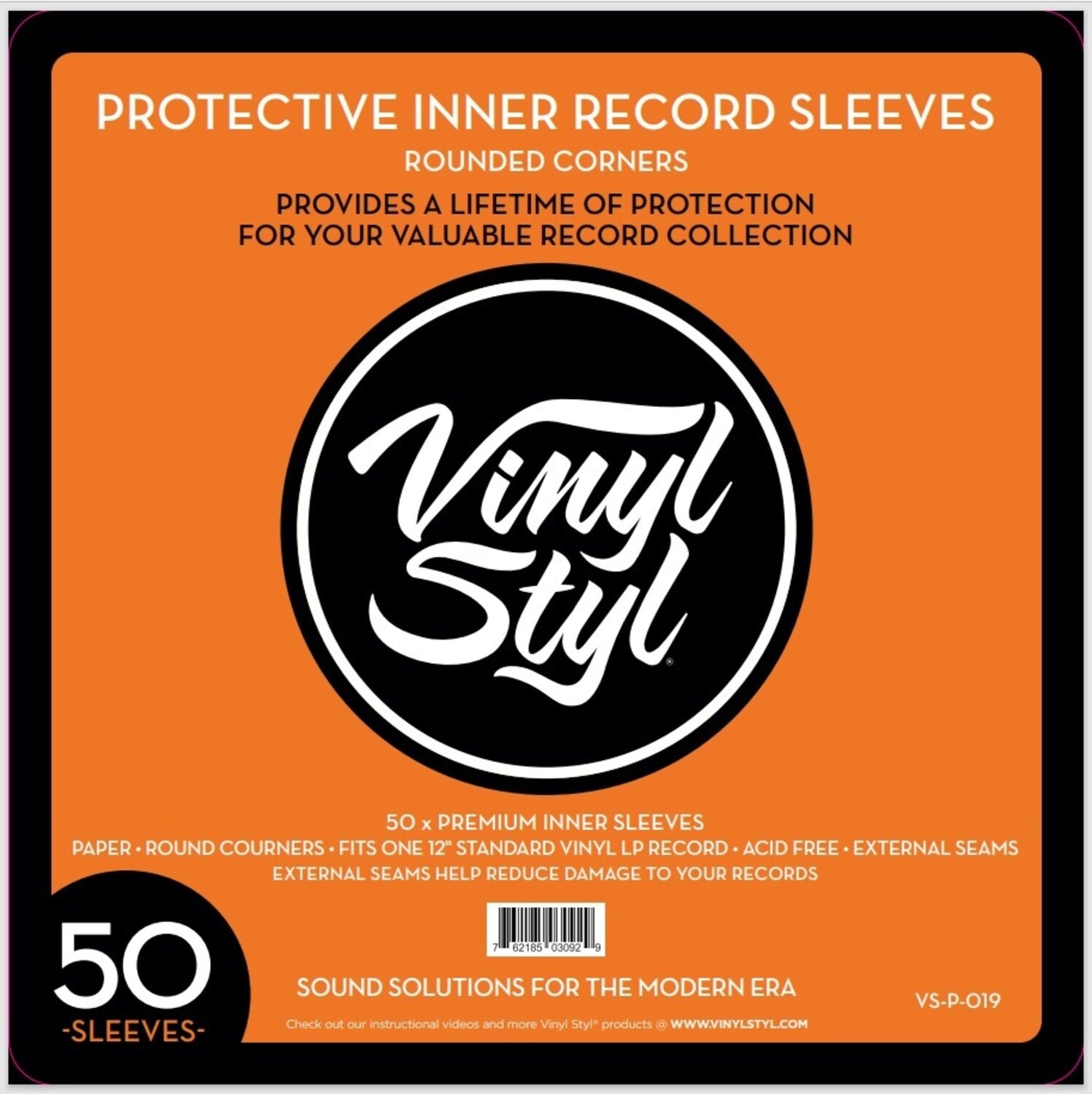Vinyl Styl® VS-P-019 12 Inch Inner Record Sleeves - Round Corner - 50 Count