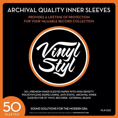 Vinyl Styl Vsp023 12in LP Inner Slv Lined 50Pk Wh - Vinyl Styl® VS-P-023 12 Inch Archival Inner Record Sleeves - HDPE-Lined - 50 Count (White)