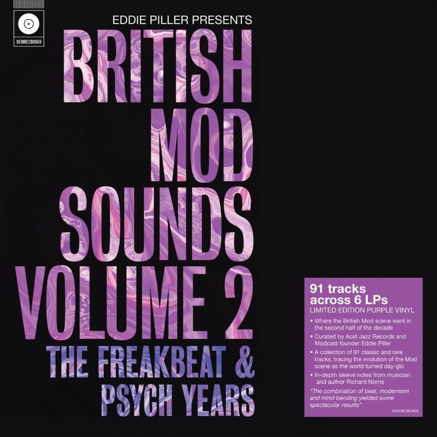 Various Artists - Eddie Piller Presents British Mod Sounds Of The 1960s Volume 2: The Freakbeat & Psych Years / Various - Boxset on 140 (Purple Vinyl)