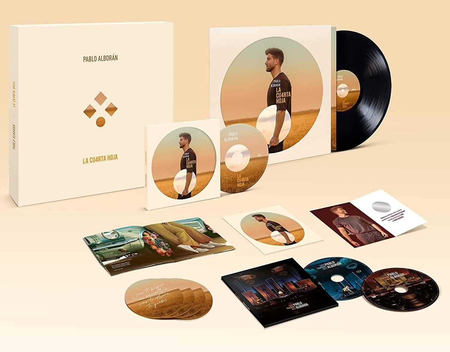 Pablo Alboran - La Cuarta Hoja - La Cuarta Hoja' + Vinilo La Cuarta Hoja + 2CD Directo Gira De Teatros 2022 + Postcard + 4 Postcards + Christmas Scratch & Win Cards 2xLP (Deluxe)