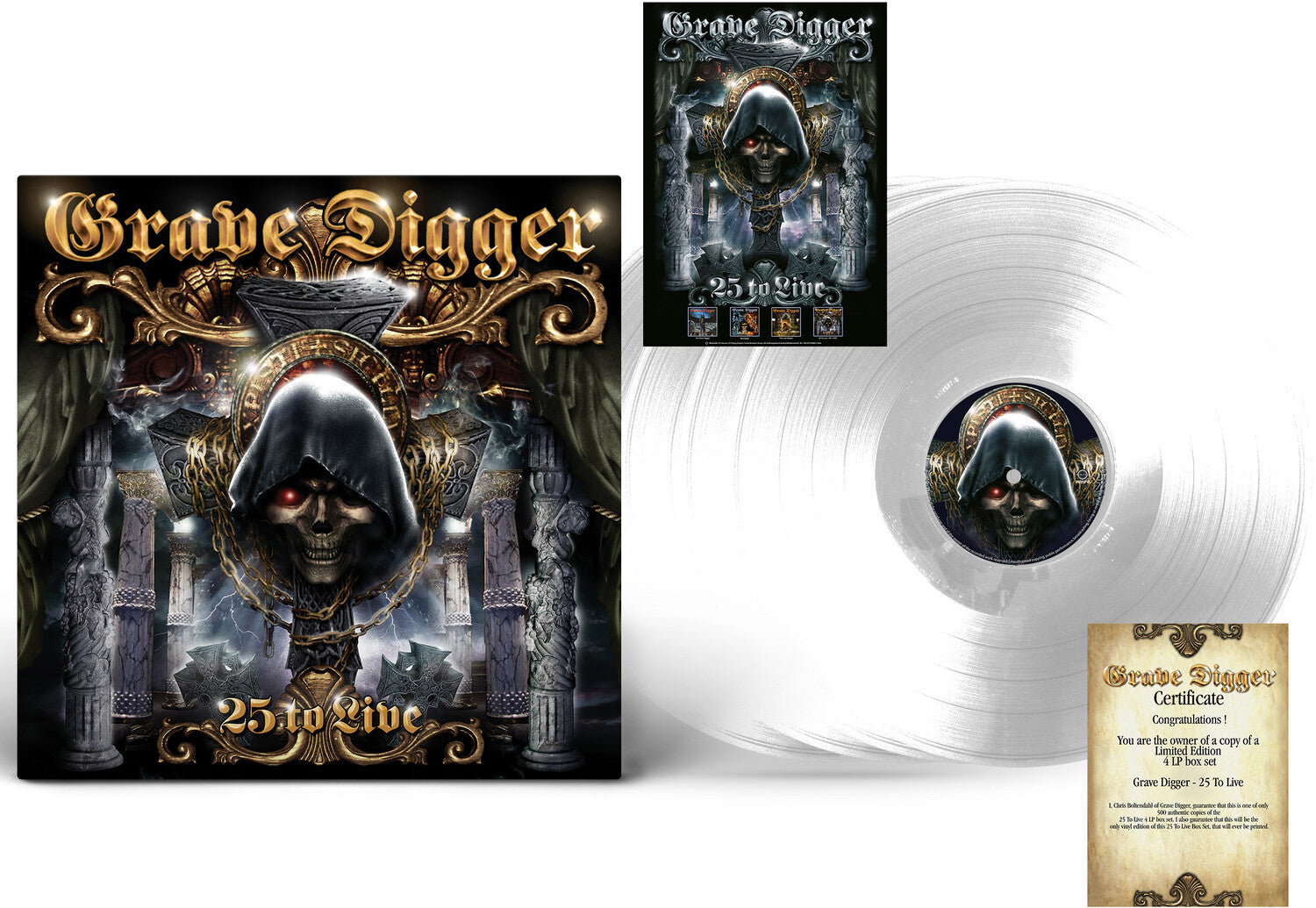 Grave Digger - 25 To Live - Crystal Clear 4xLP (Clear Vinyl)