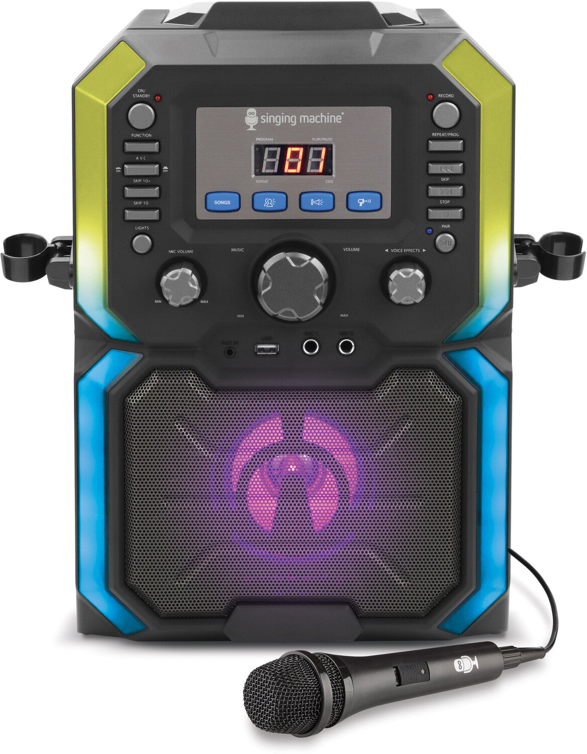 Singing Machine SML271BK CDG Bluetooth Karaoke Machine with lights