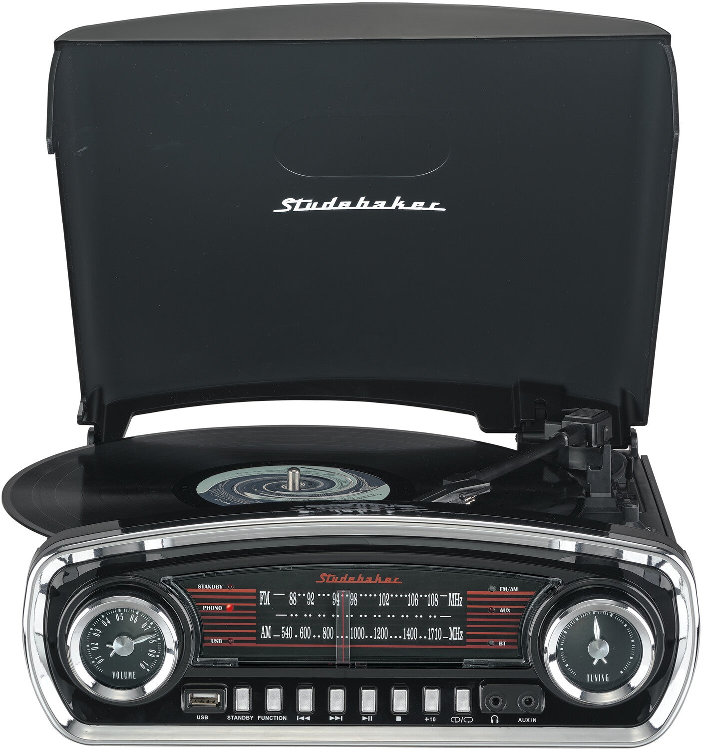 Studebaker SB6057 Retro Turntable 3 Speed AM/FM Radio Bluetooth Receiver