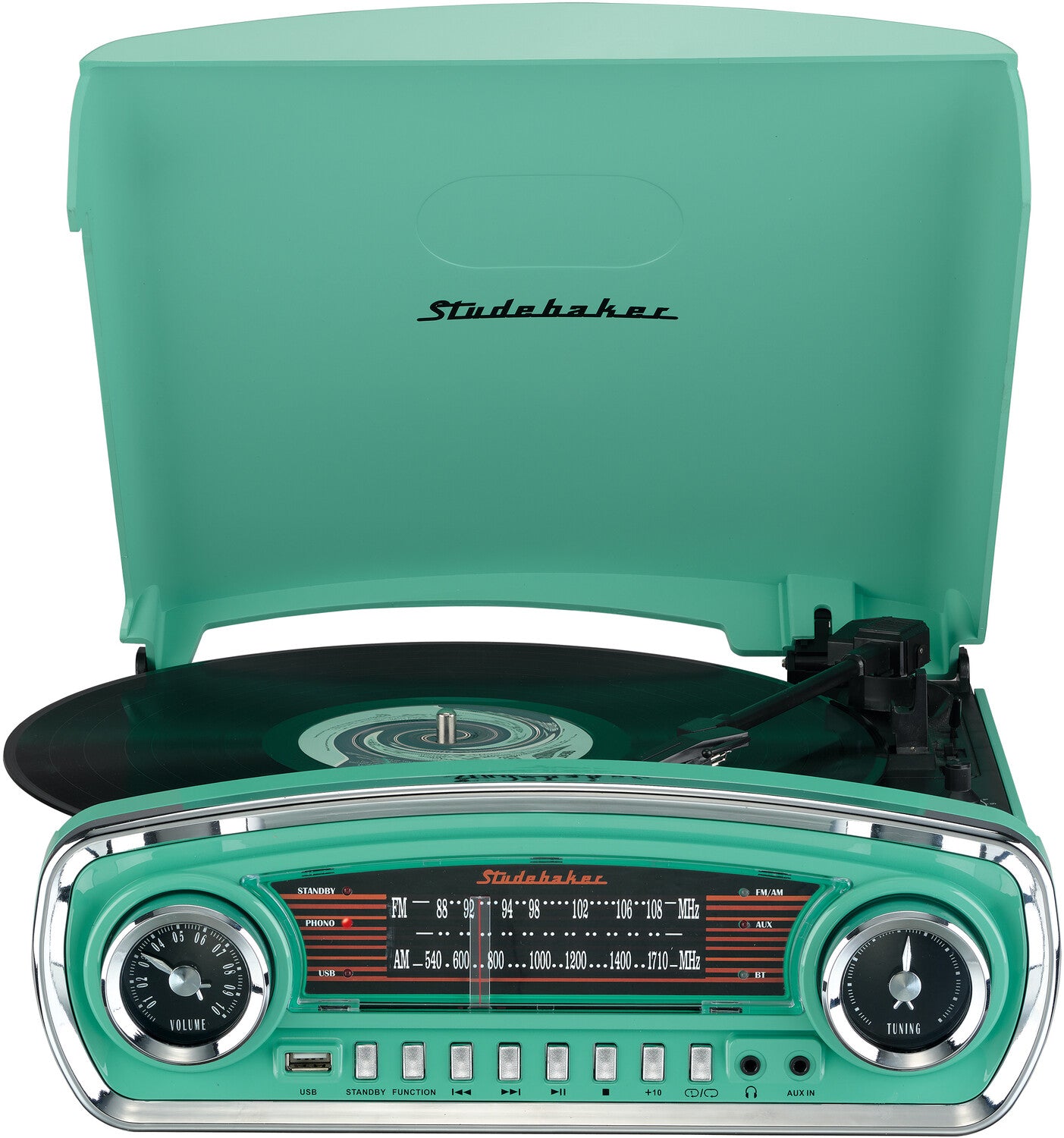 Studebaker SB6057 Retro Turntable 3 Speed AM/FM Radio Bluetooth Receiver