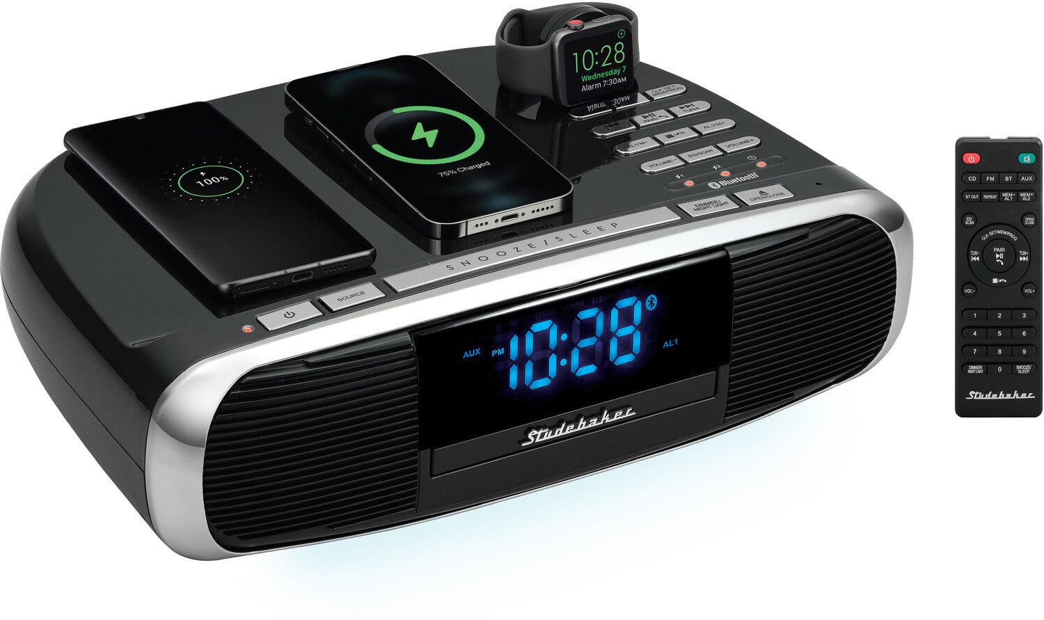 Studebaker SB5050B Workstation Bluetooth Hi-Fi Music System Wireless Charging Station