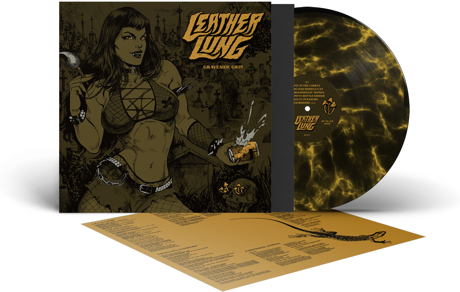 Leather Lung - Graveside Grin - Black & Yellow Marble
