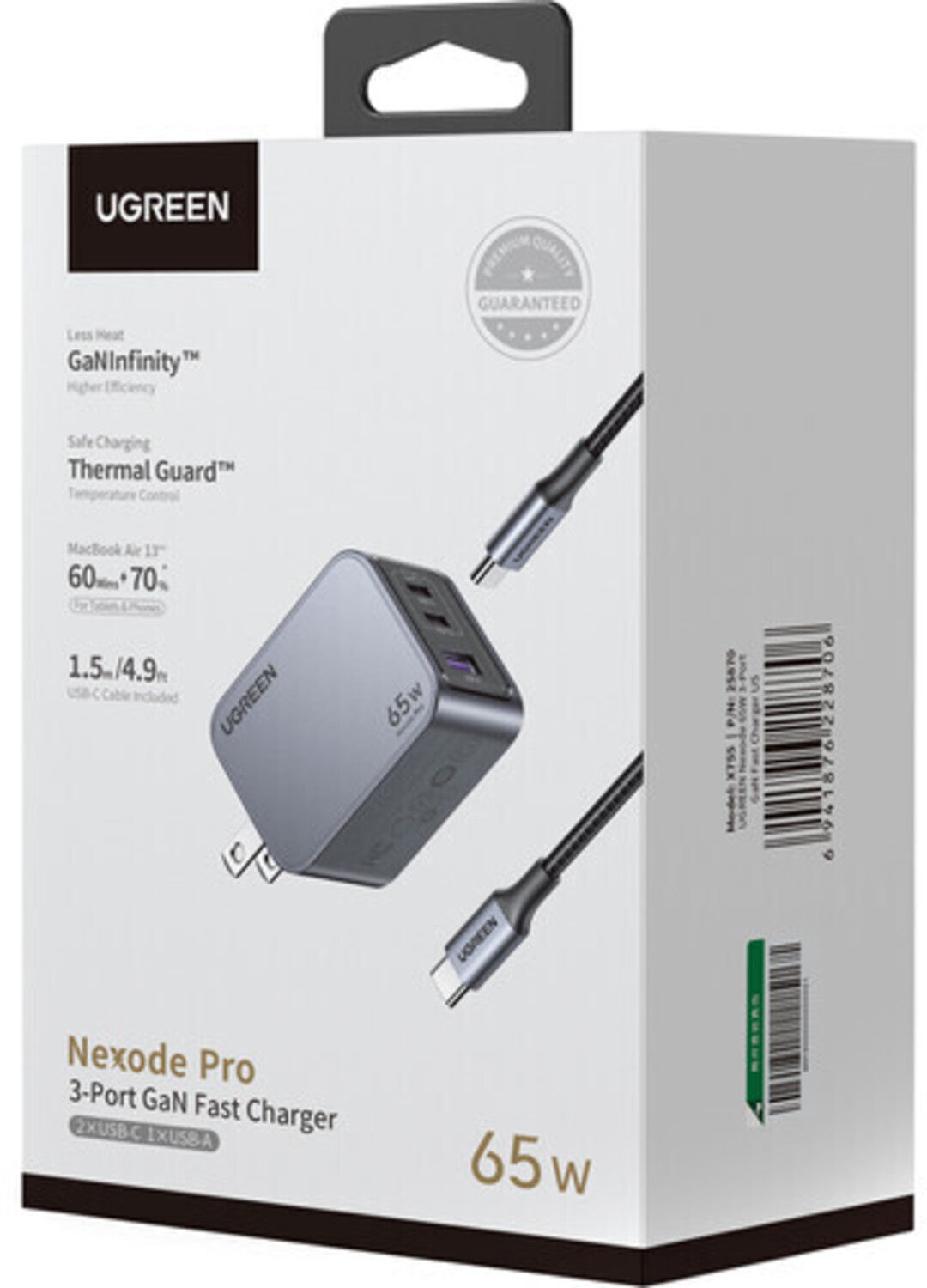 UGREEN - Nexode Pro 65W 3-Port USB-C/USB-A GaN Charger
