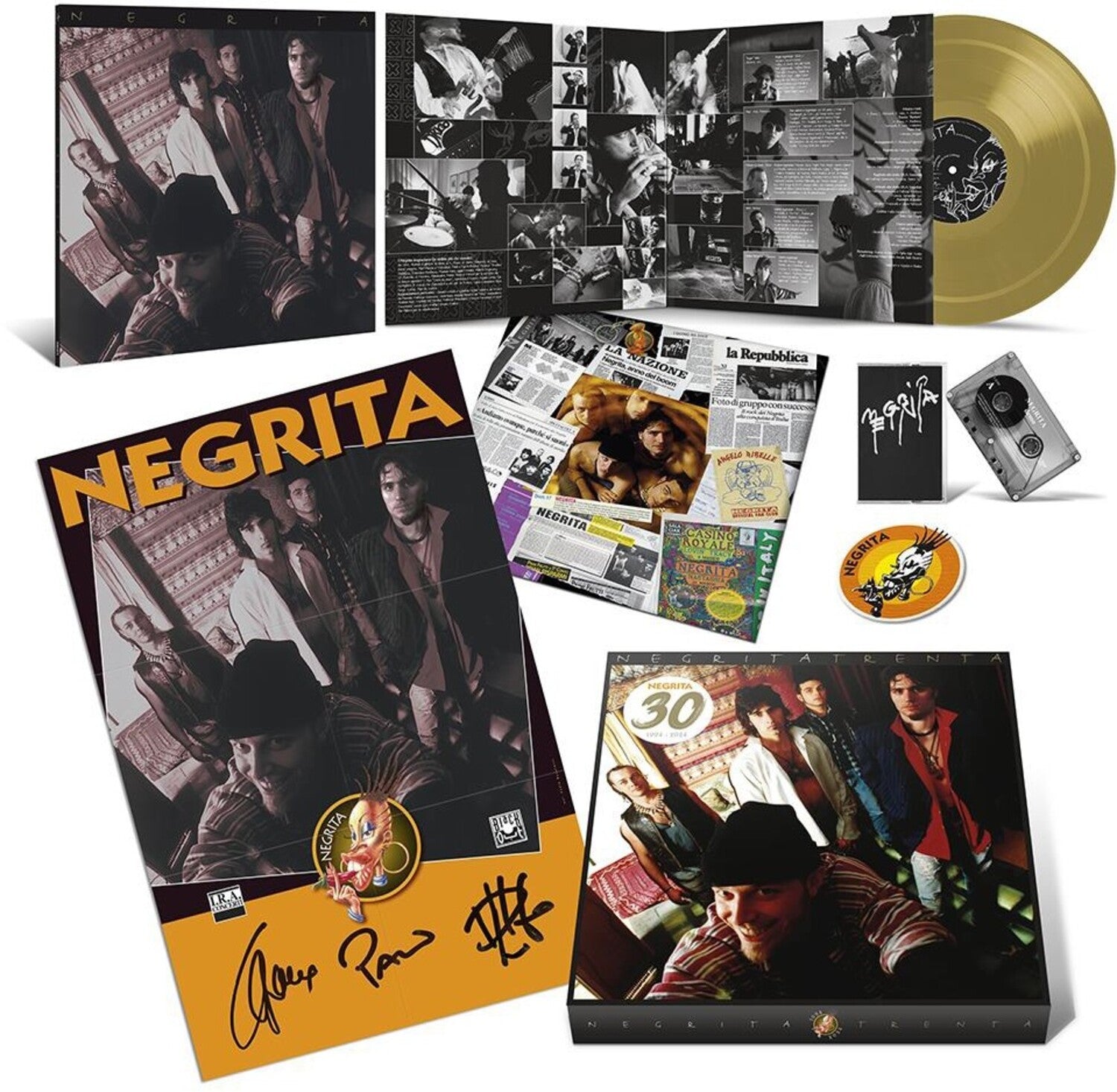 Negrita Trenta - Gold Vinyl, Cassette, Autographed Poster, Patch & Photobook (Gold Vinyl)