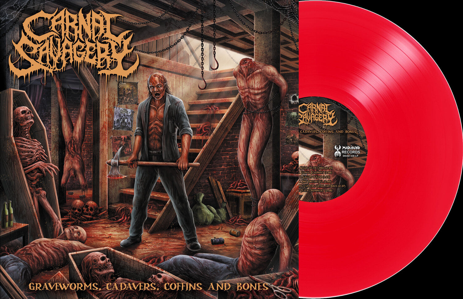 Carnal Savagery - Graveworms, Cadavers, Coffins and Bones - Clear Blood Red (Red Vinyl)