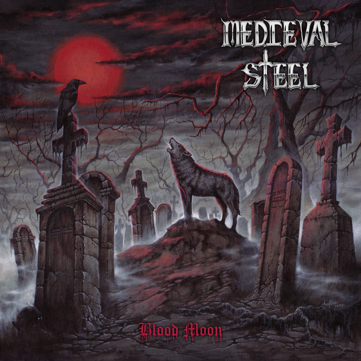 Medieval Steel - Blood Moon - Red/Black Splatter (Red Vinyl)