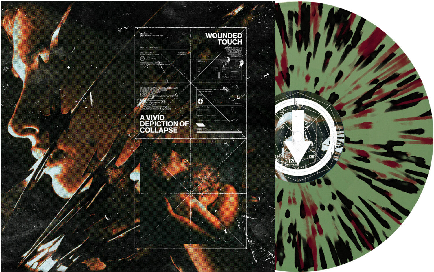 Wounded Touch - A Vivid Depiction of Collapse - Green/Red/Black Splatter (Splatter Vinyl)