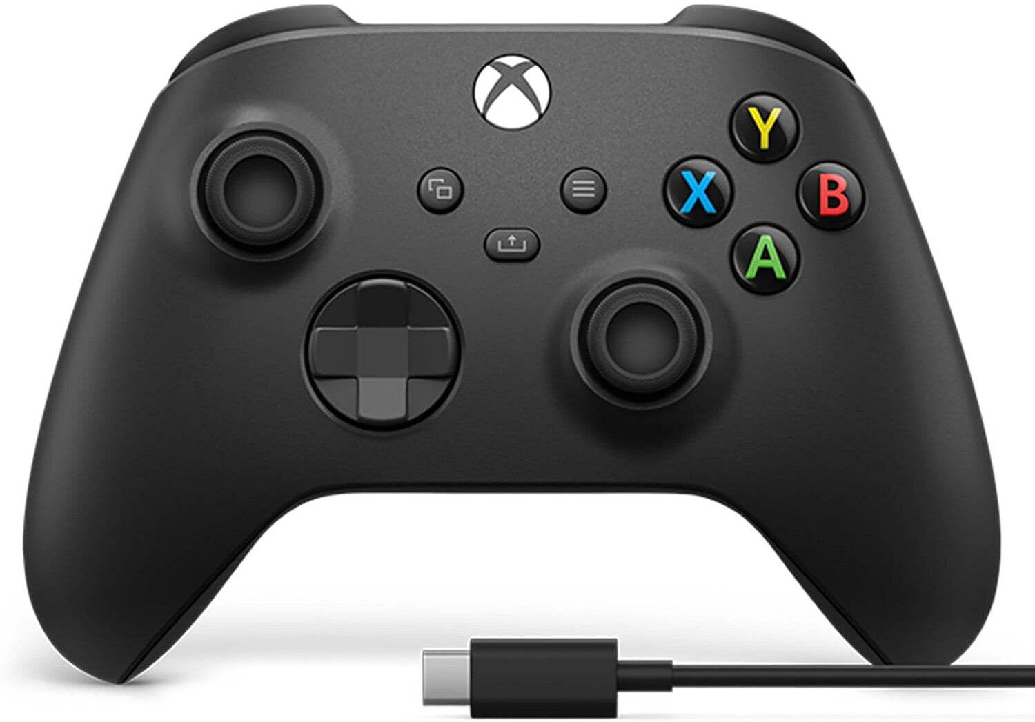 Xbox Accessory: Wireless Controller - Microsoft - Carbon with and Cable