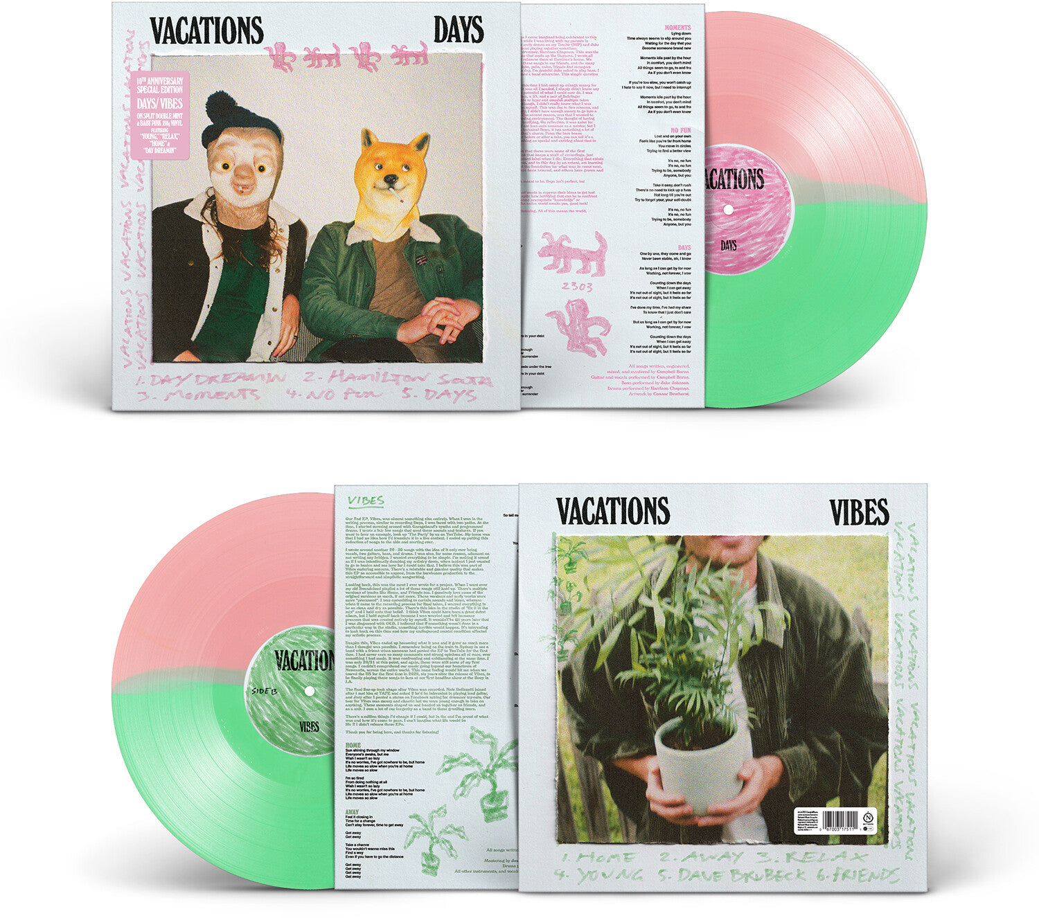 Vacations - Days/Vibes - Pink/Green (Pink Vinyl)
