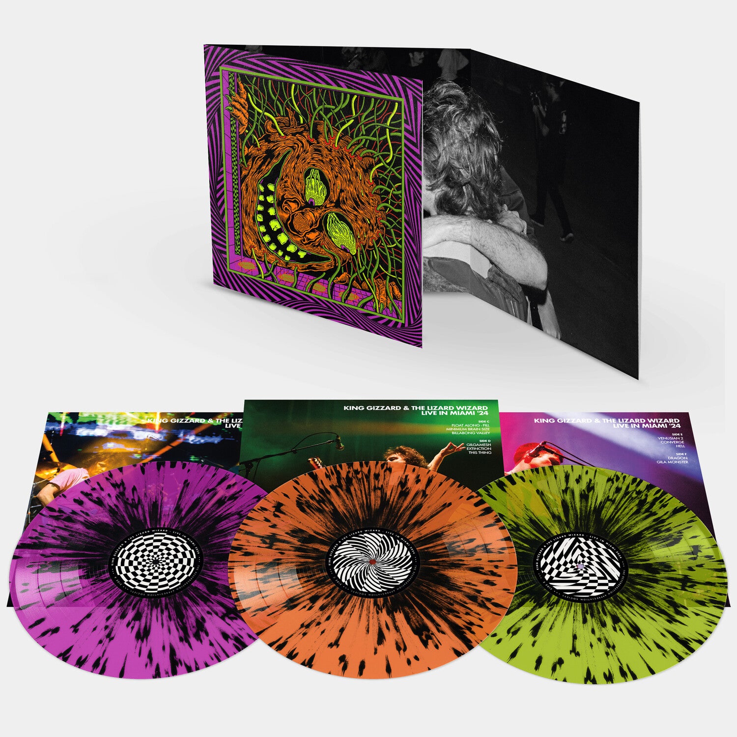 King Gizzard & the Lizard Wizard - King Gizzard - Live In Miami '24 3xLP (Splatter Vinyl) — vinyl LP album cover