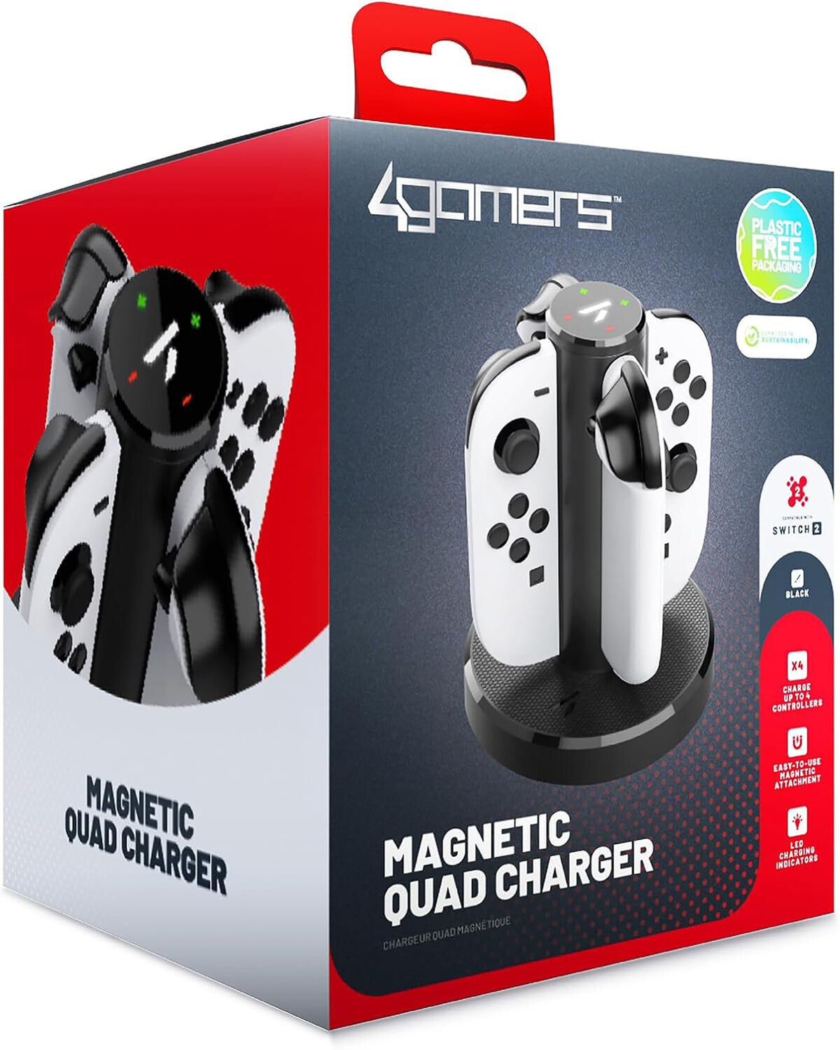 Switch 2 Accessory: Power - 4Gamers Magnetic Quad Charger