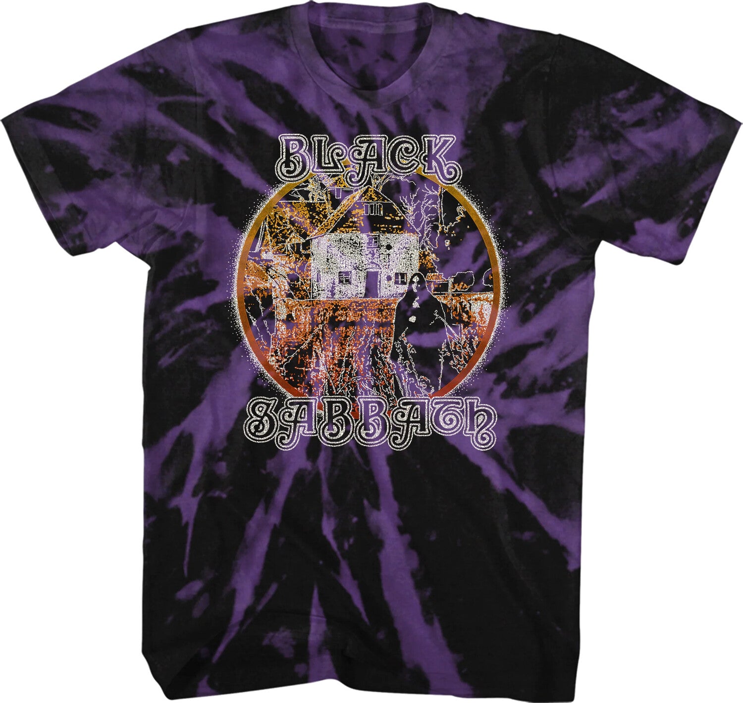 Black Sabbath Witch Album Cover T-Shirt Black / Purple Spiral Wash