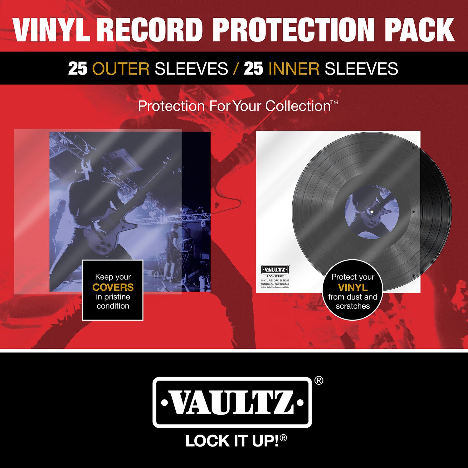 Vaultz - 12 Vinyl Record Combo Sleeves Pack - 25 Each Inner and Outer