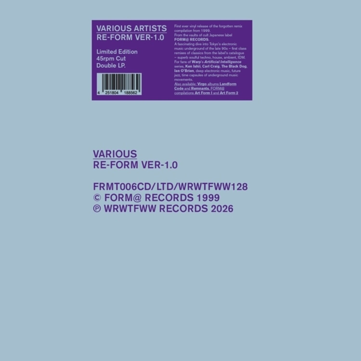 Various Artists - Re-Form Ver-1.0 2xLP