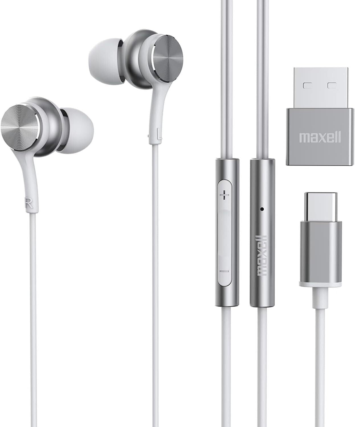 Maxell - Fusion X USB-C Wired Earbud with Mic