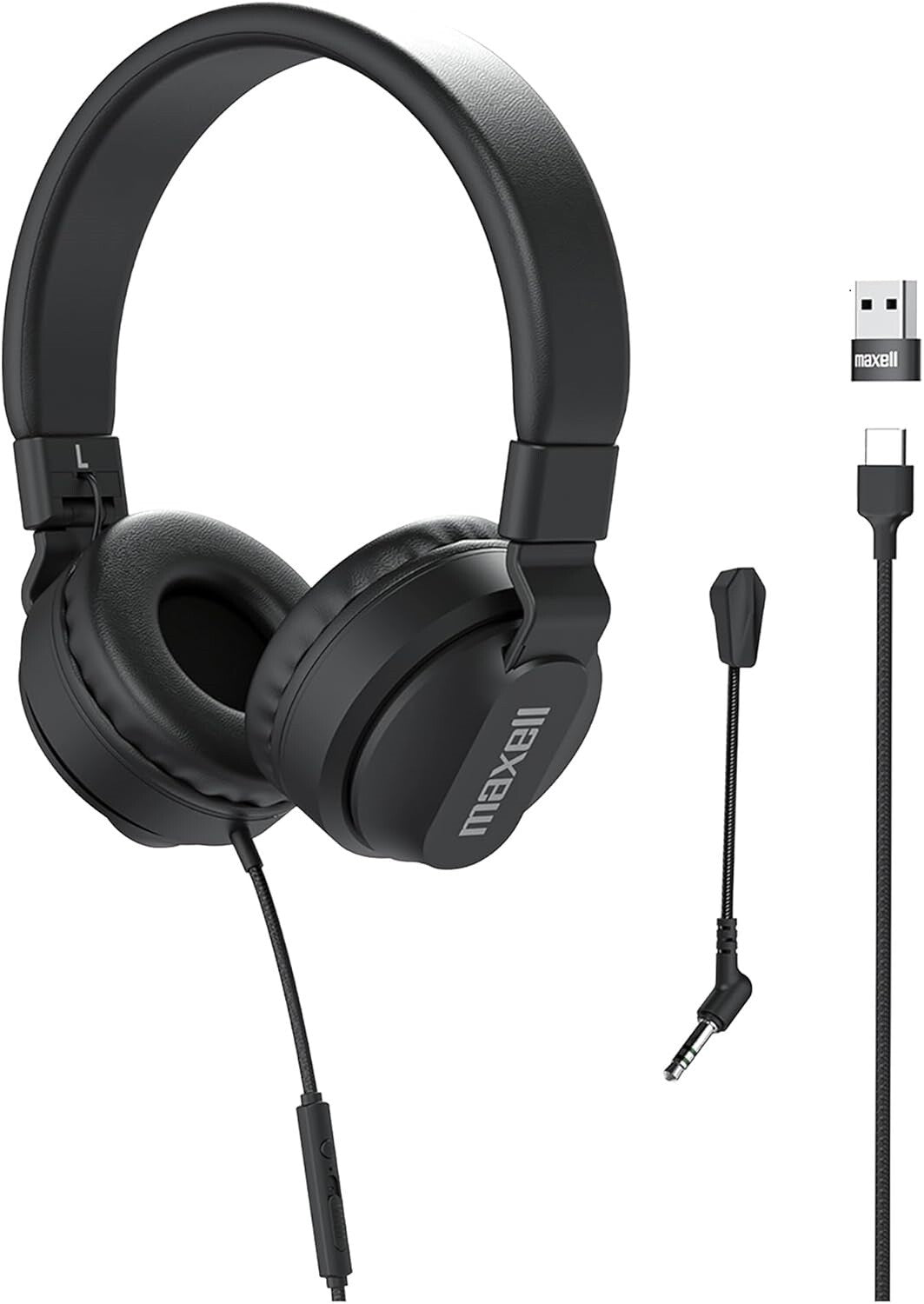 Maxell HPBMT1 USB-C Full Cup Wired Headphone with Boom MIC