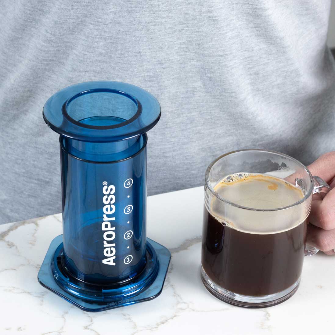 AeroPress Clear Coffee Maker - Blue - Corkys Coffee
