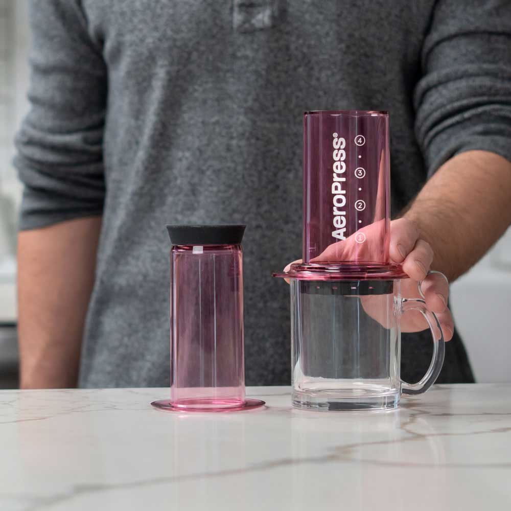 AeroPress Clear Coffee Maker - Pink - Corkys Coffee